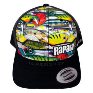 Boné Rapala Preto Desenho Iscas 43GORLRS