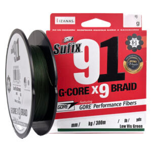 Linha Multifilamento Rapala Sufix 91 G-Core X9 Braid Low Vis Green 300 m