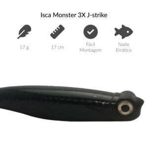 Alternative view of Isca Monster 3X J-strike - 17 cm 17 g – Pacote c/ 3 unidades