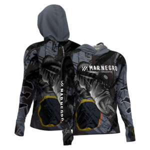 Camiseta Mar Negro Masculina Sublimada com Capuz Tucunare Ocelo - Referência 30146