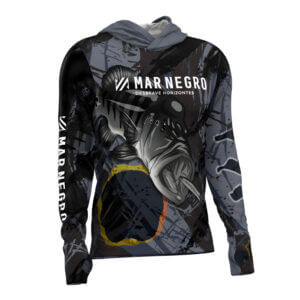 Alternative view of Camiseta Mar Negro Masculina Sublimada com Capuz Tucunare Ocelo - Referência 30146