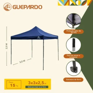 Alternative view of Gazebo Pagoda Guepardo Azul 3x3m  - 040510