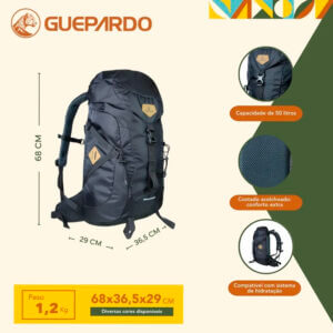 Alternative view of Mochila Guepardo Guará - 50L Preto - 045010